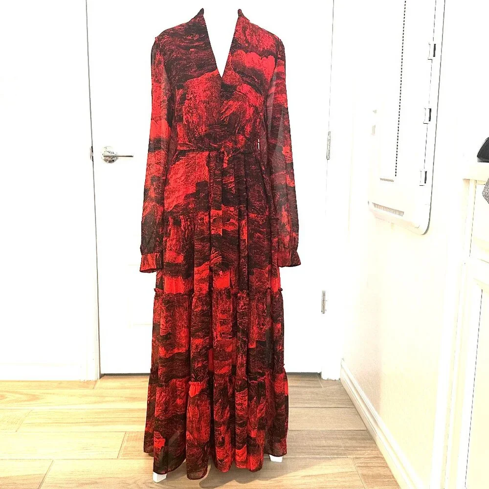 ELAN RED TOILE MAXI DRESS MEDIUM - Picture 2 of 7